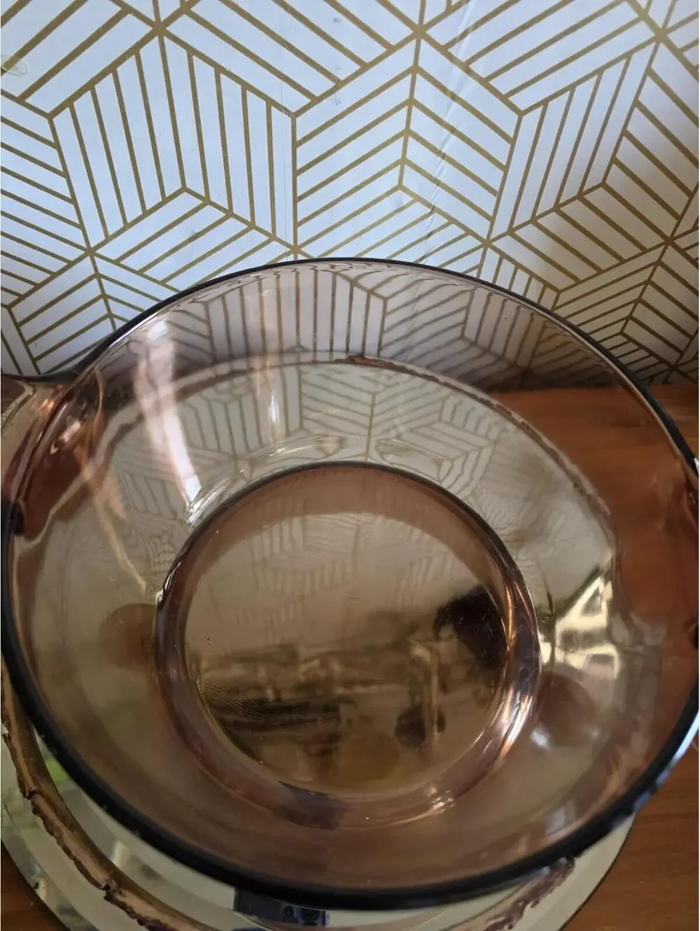 Vintage Vision Ware Brown/Amber Glass Dutch Oven 4.5L Stockpot W/ Lid
